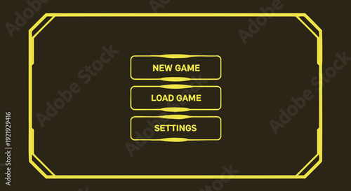SciFi Game Menu Interface with Neon Yellow Accents.
