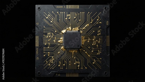 AI Music Processor Golden Circuit Top Down