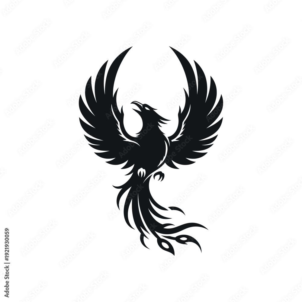 Fototapeta premium A majestic phoenix spreads its wings in a dramatic illustration.