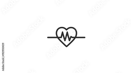 A simple, minimalist graphic depicting a heart shape with a medical cardiogram inside