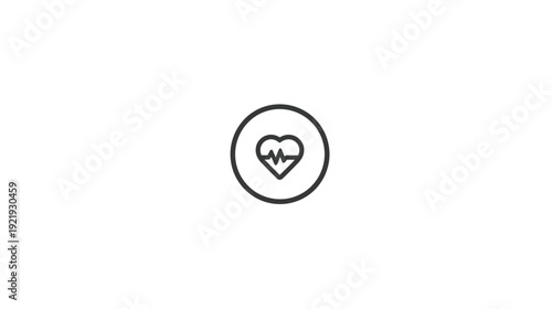 A white background with a centered, circular icon of a heart and a heartbeat line