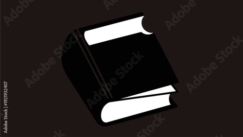 Simple black and white vector illustration of an open book, symbolizing education, knowledge, learning, and literature.