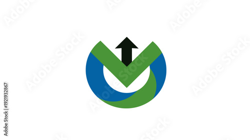 A geometric abstract logo features a blue and green circular design with a V shape and an upward arrow Free Download A geometric abstract logo features a blue and green circular design with a V shape and an upward arrow - GFXLoad