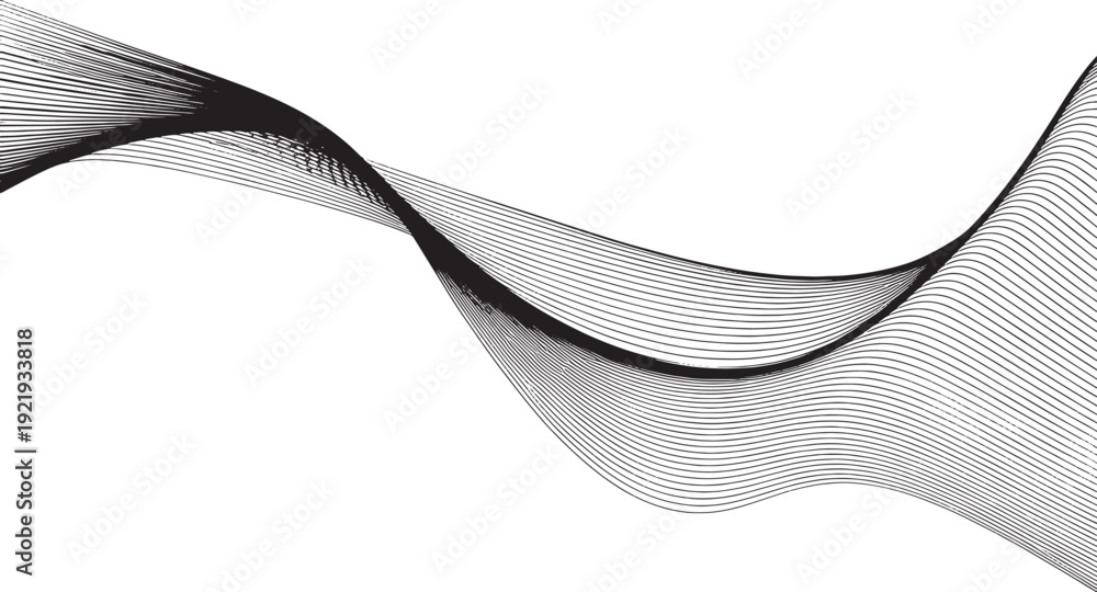 Fototapeta premium Black wavy lines forming a dynamic abstract pattern on a white background