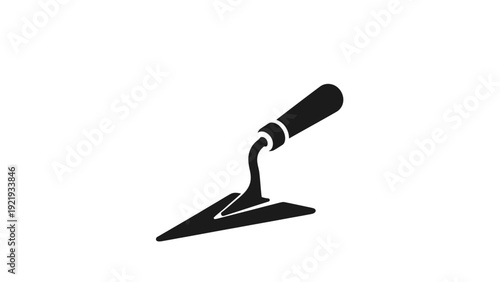 Black silhouette of a trowel on a white background, angled with rounded handle