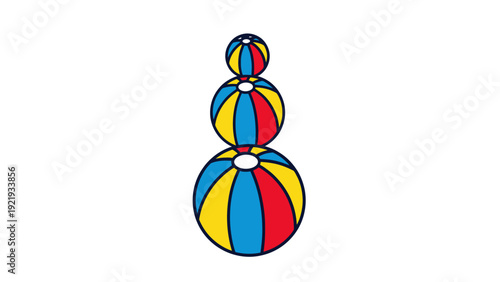 Vector graphic of three striped oval beach balls stacked on top of each other