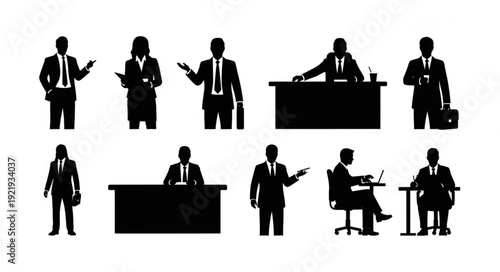 Business People Silhouettes Collection Diverse Poses.