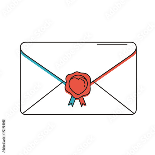 Vector illustration of a sealed envelope with a heart-shaped wax seal