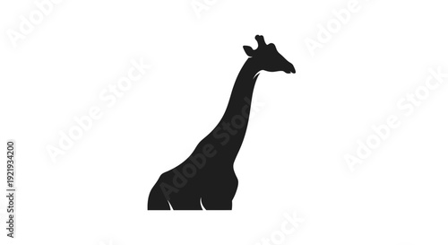 Black silhouette of a giraffe standing.