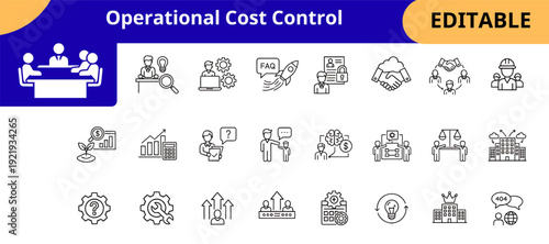 Operational Cost Control Concept With Financial Analysis And Business Strategy Line Icons Banner