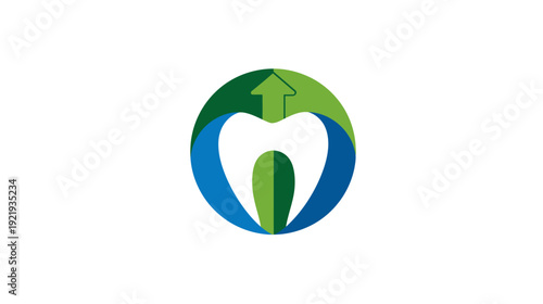 A dental-themed logo featuring a tooth at the center, surrounded by colorful abstract shapes