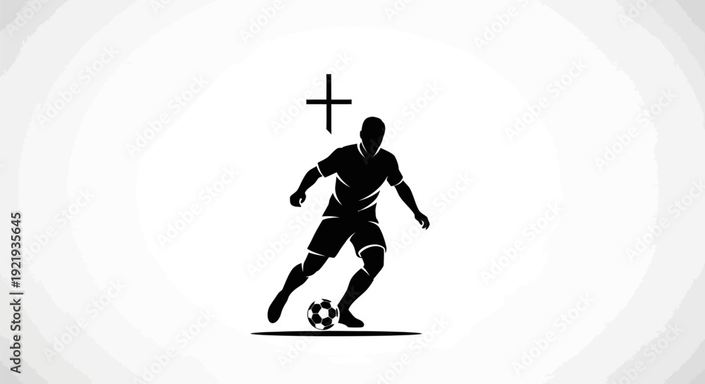 Fototapeta premium Soccer Player Kicking a Ball Silhouette.