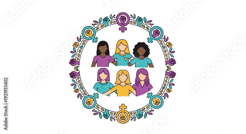 Diverse group of women together smiling.