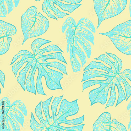 Tropical vector pattern with palm leaves. Hawaii summer background for cover, print, banner, wallpaper, interior, clothing. Summer illustration.