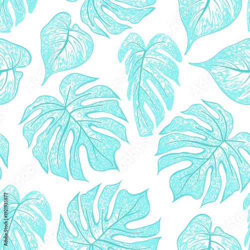 Tropical vector pattern with palm leaves. Hawaii summer background for cover, print, banner, wallpaper, interior, clothing. Summer illustration.