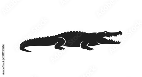 Black silhouette of an alligator.