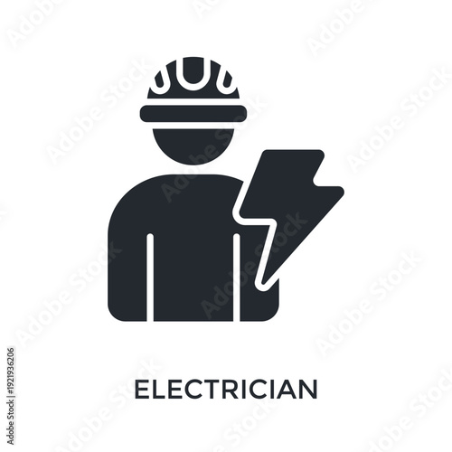 Electrician Icon Glyph Style. Vector Illustration For Graphic Design