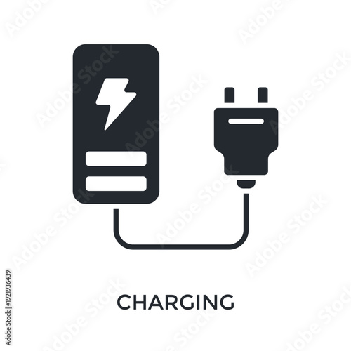 Charging Icon Glyph Style. Vector Illustration For Graphic Design