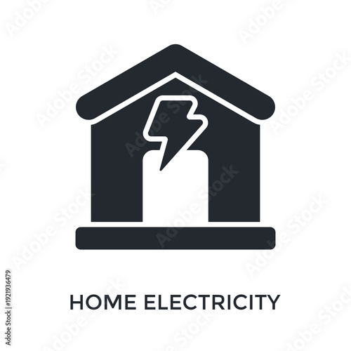 Home Electricity Icon Glyph Style. Vector Illustration For Graphic Design