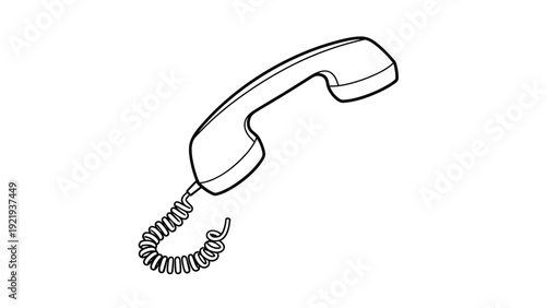 Vintage telephone receiver with a curly cord tilted at an angle represents voice calls and old analog communication methods.