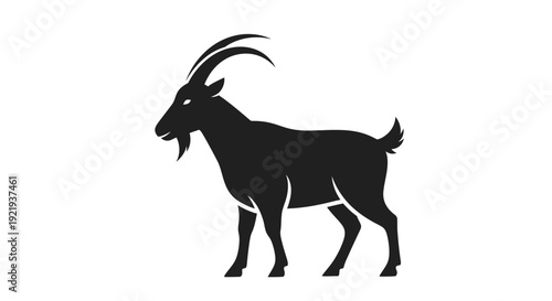 Black silhouette of an adult goat.