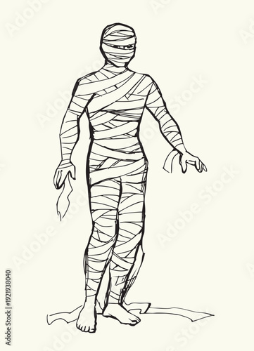 Vector drawing. An old mummy