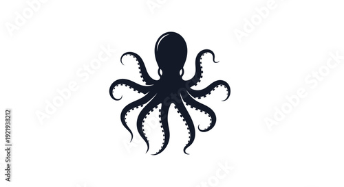 Black octopus with eight tentacles.
