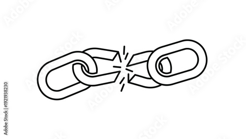 Conceptual illustration of a metal chain breaking apart to symbolize liberation from constraints or a critical failure in a connected system.