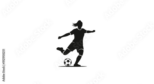 Female Soccer Player Kicking Ball.
