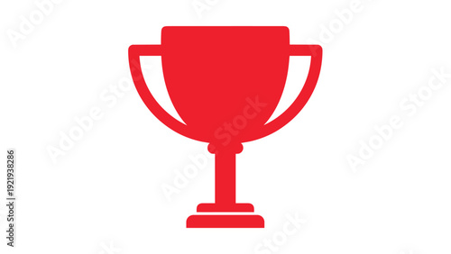 Solid red trophy cup silhouette representing victory success and achievement in sports competitions or personal business goals.