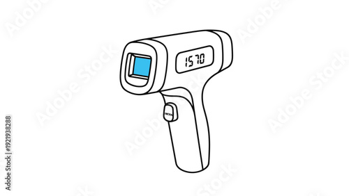 Modern handheld infrared thermometer device used for non contact temperature measurement in various healthcare and industrial settings.
