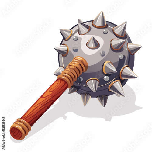 Medieval mace weapon with spikes isolated