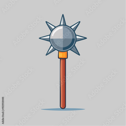 Medieval mace weapon on grey background