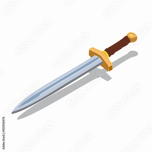 Medieval sword with golden hilt