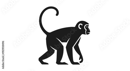 Black silhouette of a monkey.