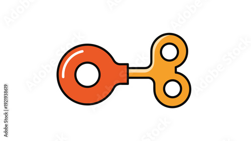 Bright orange and yellow wind-up key illustration representing automation, toys, energy, and mechanical starting mechanisms.