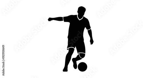 Man playing soccer with ball.