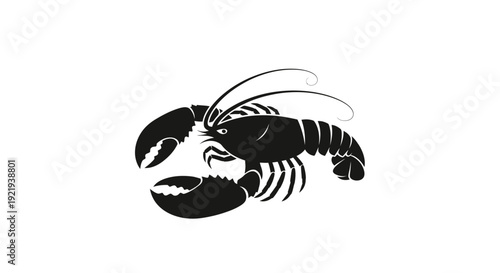 Black silhouette of a lobster crustacean.