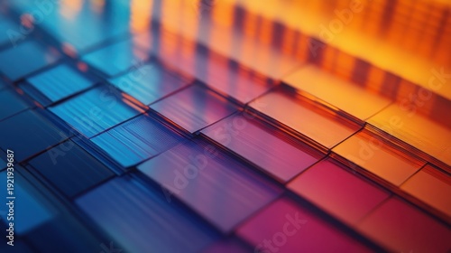 Vibrant gradient layers transitioning from blue to orange with subtle textures