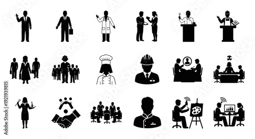 Collection of Business People Icons and Silhouettes.