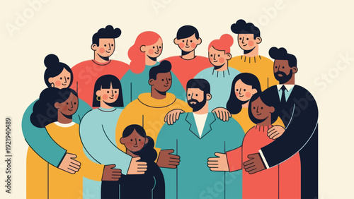 Diverse Group of People Embracing Each Other in a Warm and Inclusive Gathering.