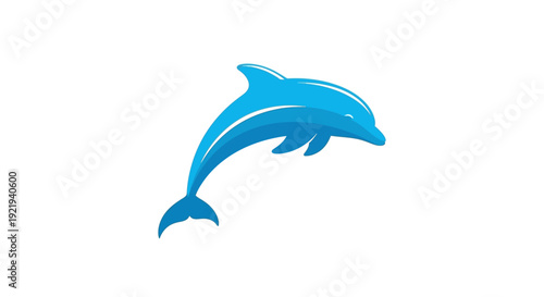 Blue Dolphin Swimming in Ocean Water.