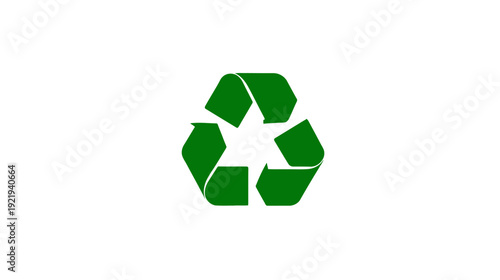 A vibrant, green recycling symbol formed by three arrows in a circular pattern