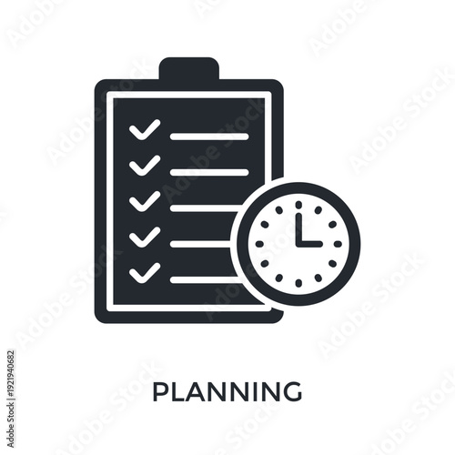 Planning Icon Glyph Style. Vector Illustration For Graphic Design