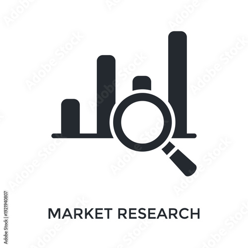 Market Research Icon Glyph Style. Vector Illustration For Graphic Design