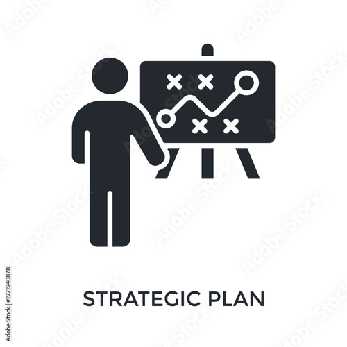 Strategic Plan Icon Glyph Style. Vector Illustration For Graphic Design