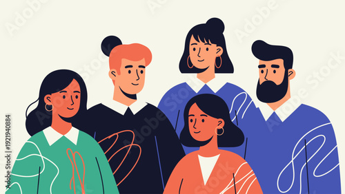 Diverse Group of Young Adults Standing Together, Representing Community and Teamwork.