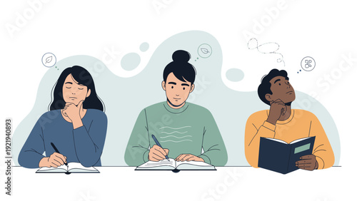 Diverse Students Engaged in Learning and Studying.