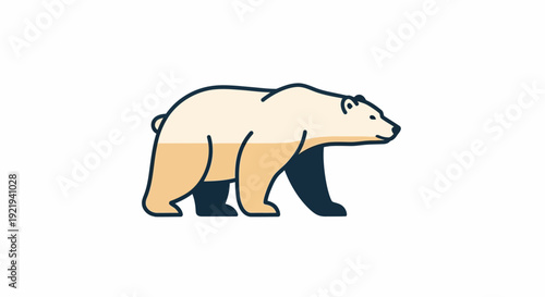 Large polar bear walking profile view.