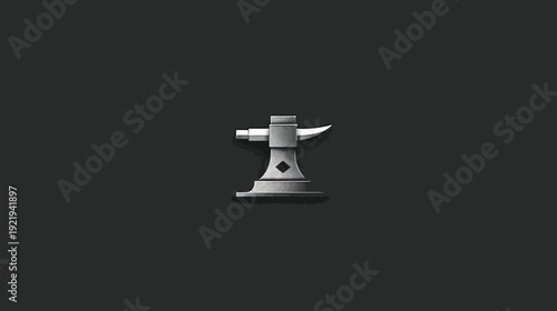 A grayscale, digital anvil illustration, set against a dark background, centered and minimalistic